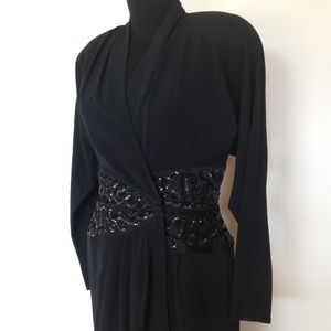 VINTAGE long sleeve wrap beaded dress EUC